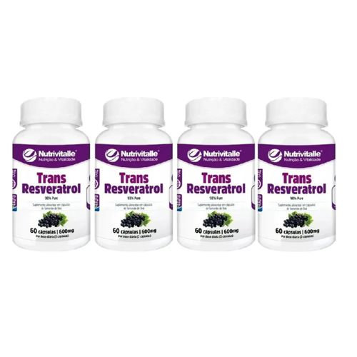 KIT 04 TRANS RESVERATROL 600mg 60 CAPS NUTRIVITALLE KIT 04 TRANS RESVERATROL 600mg 60 CAPS NUTRIVITALLE