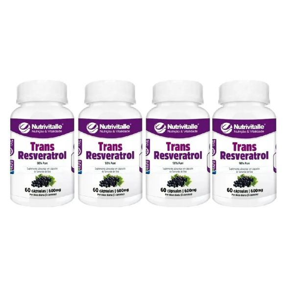 KIT 04 TRANS RESVERATROL 600mg 60 CAPS NUTRIVITALLE