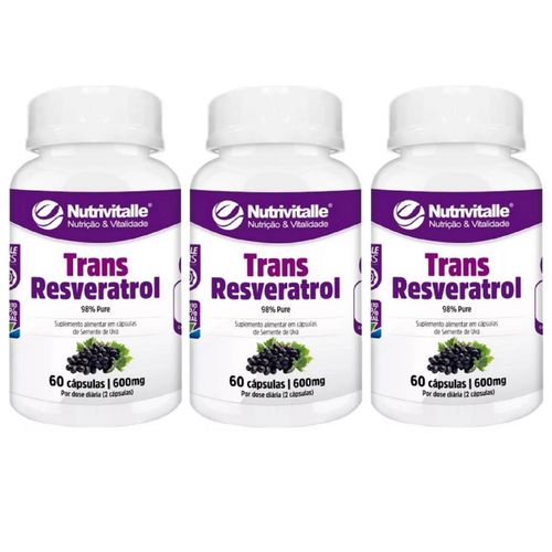 KIT 03 TRANS RESVERATROL 600MG 60 CAPS NUTRIVITALLE KIT 03 TRANS RESVERATROL 600MG 60 CAPS NUTRIVITALLE