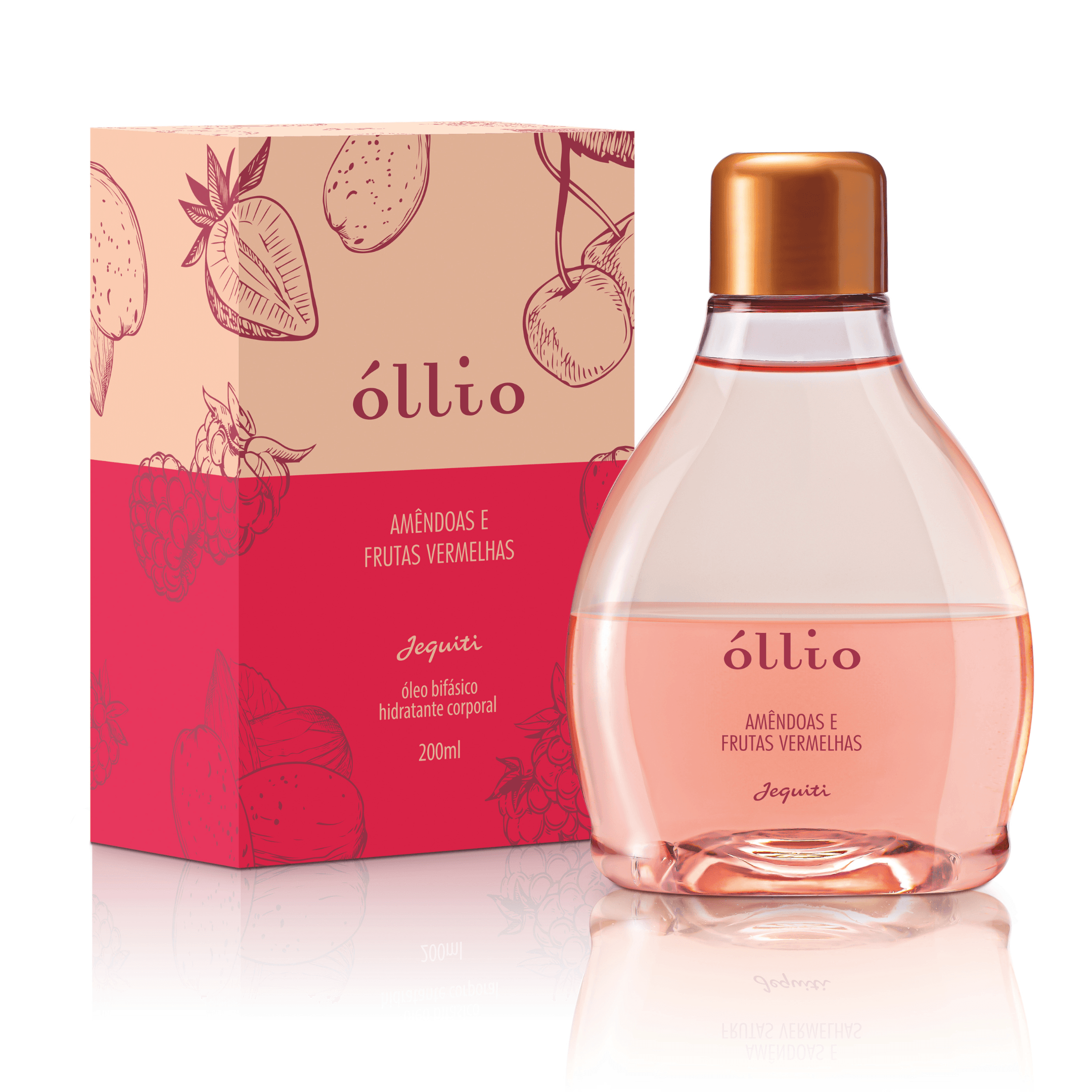 Óleo Bifásico Hidratante Corporal Óllio Âmendoas e Frutas Vermelhas, 200 ml