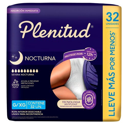 Roupa Íntima Descartável Unissex Plenitud Noturna G/XG Pacote 32 Unidades