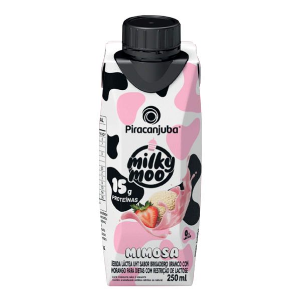 Bebida Láctea Piracanjuba Milky Moo Mimosa Sabor Brigadeiro Branco com Morango 250ml