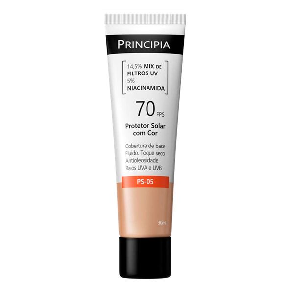 Protetor Solar Facial Principia FPS 70 PS-05 Cobertura de Base Antioleosidade Com Cor 2.0 30ml Fluido