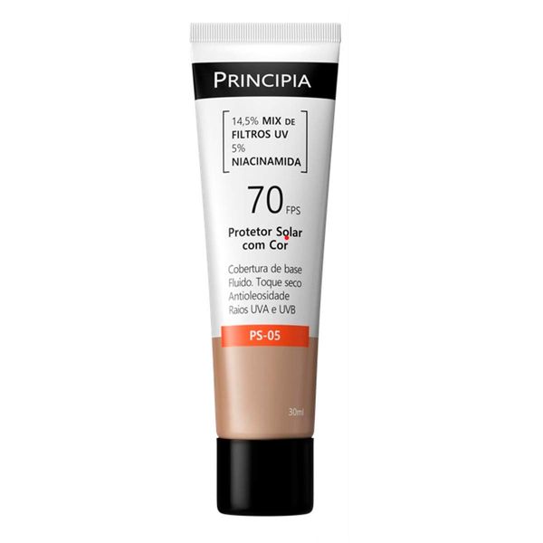Protetor Solar Facial Principia FPS 70 PS-05 Cobertura de Base Antioleosidade Com Cor 3.0 30ml Fluido