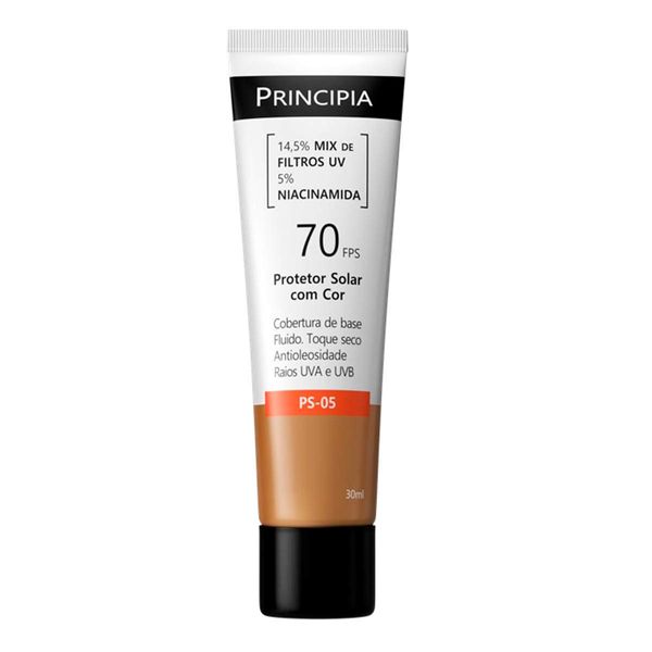 Protetor Solar Facial Principia FPS 70 PS-05 Cobertura de Base Antioleosidade Com Cor 4.0 30ml Fluido