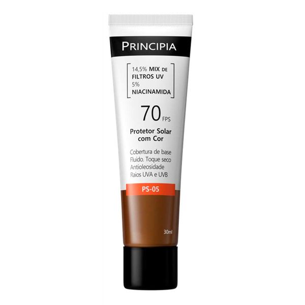 Protetor Solar Facial Principia FPS 70 PS-05 Cobertura de Base Antioleosidade Com Cor 7.0 30ml Fluido