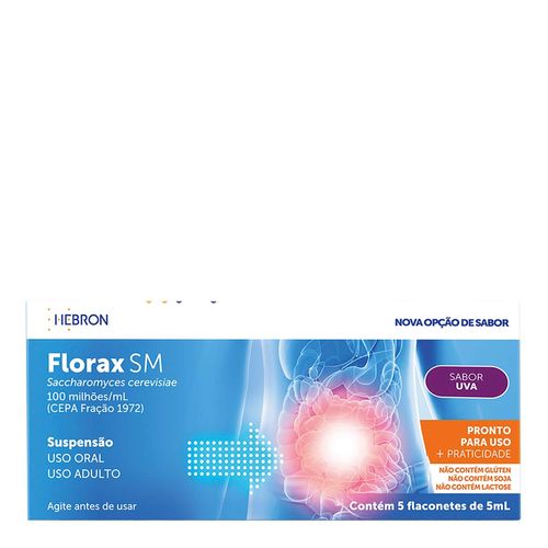 Probiótico Florax Sm Adulto Sabor Uva 5 Flaconetes