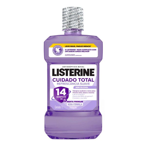 Enxaguante Bucal Zero Álcool Menta Premium Listerine Cuidado Total Frasco 1l