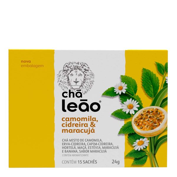 Chá Leão Camomila Com Cidreira e Maracujá 15 Unidades