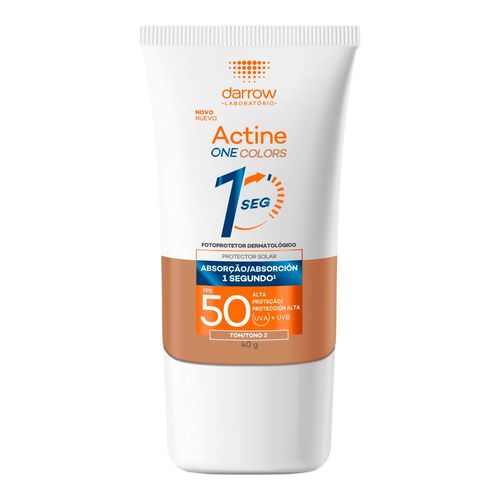 Protetor Solar Facial Com Cor 2 Fps 50 Actine One Colors Bisnaga 40G