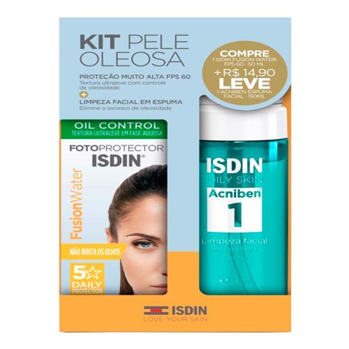 Kit Protetor Solar Facial Isdin Fusion Water Fps 60 Com 50Ml + Acniben Espuma Facial 150Ml