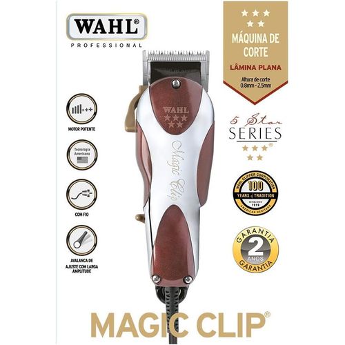 WAHL Aparador Cabelo Wahl Magic Clipper 110V Wahl Magic Prata e Vermelha