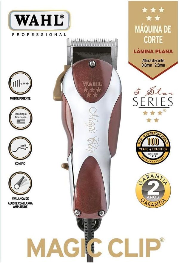 WAHL Aparador Cabelo Wahl Magic Clipper 110V Wahl Magic Prata e Vermelha