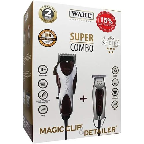 Kit Máquina Cabelo, Wahl, Magic/Detailer 220V, Prata