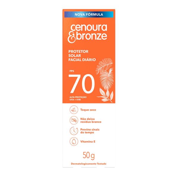 Protetor Solar Facial Toque Seco FPS 70 Cenoura & Bronze Caixa 50