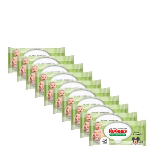 Kit-Lenco-Umedecido-Huggies-Higiene-Superior-10-pacotes-com-48-Unidades Kit-Lenco-Umedecido-Huggies-Higiene-Superior-10-pacotes-com-48-Unidades