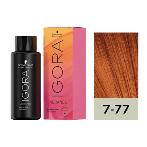 Igora Vibrance Tono 7-77 Rubio Medio Cobrizo Intenso 60ml