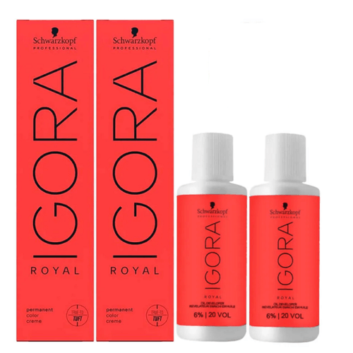 Kit Coloração de Cabelo Igora Royal 2un 6-00 + 2un Ox Água Oxigenada 60ml