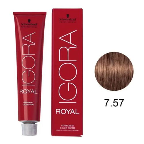 Coloração Igora Royal 7-57 Louro Médio Dourado Cobre 60g