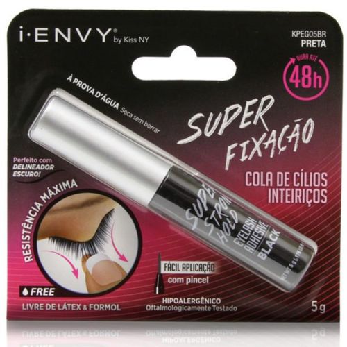 Cola para Cílios Postiços Kiss NY I-Envy Super Fixação 48 H - Preta