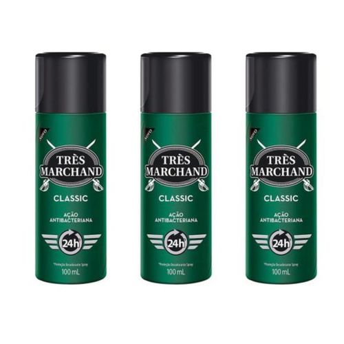 Kit c/ 3 Unidades de Desodorante Spray Tres Marchand 100ml Classic