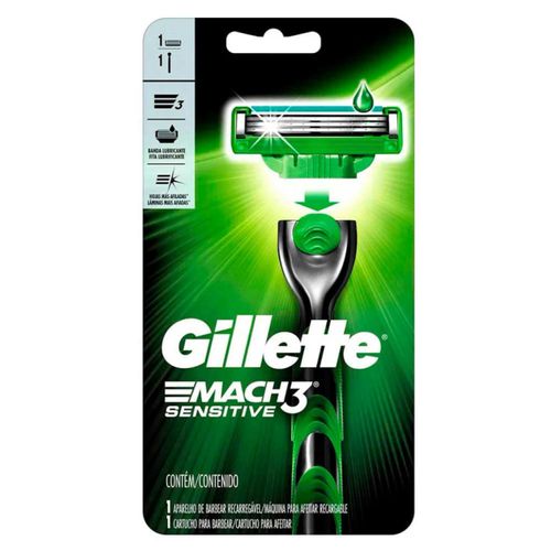 Aparelho Mach3 Sensitive Gillette Simples 1 Unidade