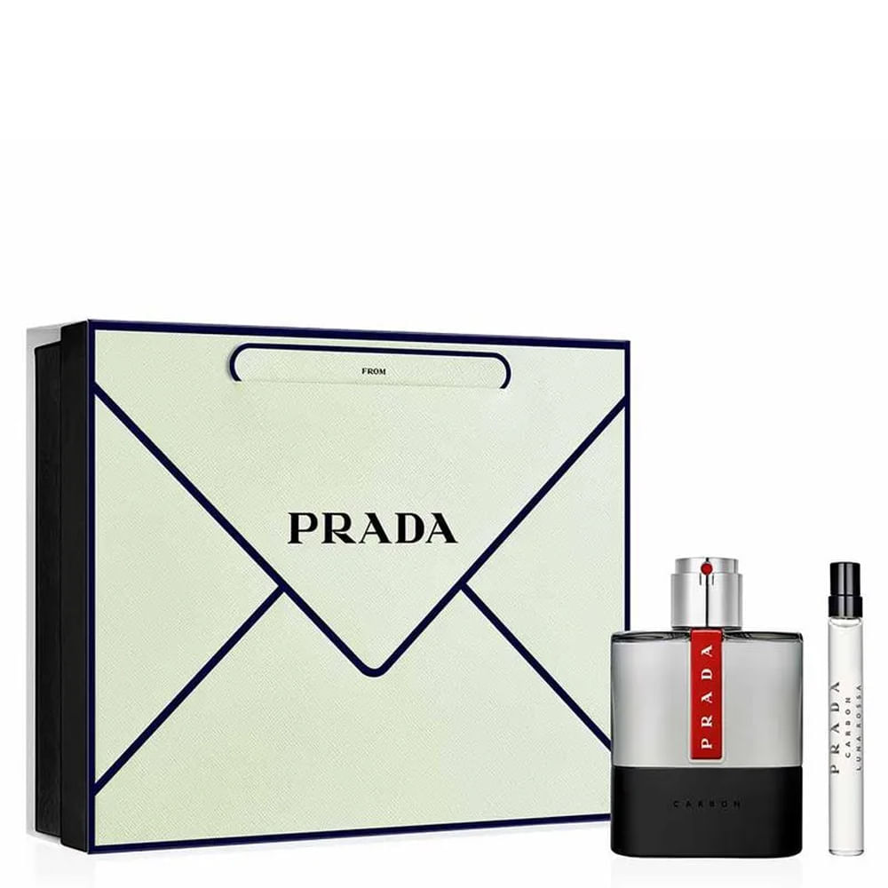 Kit Perfume Prada Luna Rossa Carbon Masculino - Eau de Toilette 100ml + Miniatura 10ml
