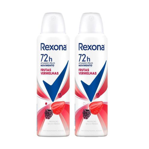 kit Desodorante Antitranspirante Aerosol Rexona Frutas Vermelhas 72 horas 150ml c/ 2 Unidades