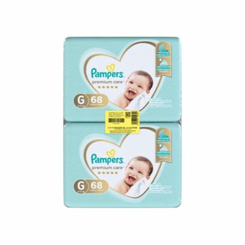 Pack Fralda Descartável Infantil Pampers Premium Care G 9 A 13Kg Pacote 2 Unidades 68 Fraldas Cada Pacote
