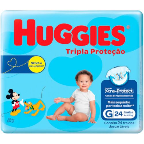 Fralda Huggies Tripla Proteção Jumbo (G) 24 Unidades