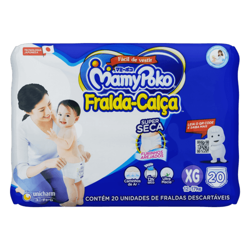 Fralda Descartável Infantil Super Seca Calça MamyPoko XG Pacote 20 Unidades