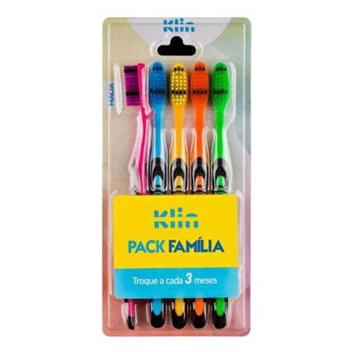 Escovas Dentais Colors Klin Pack 5 Unidades