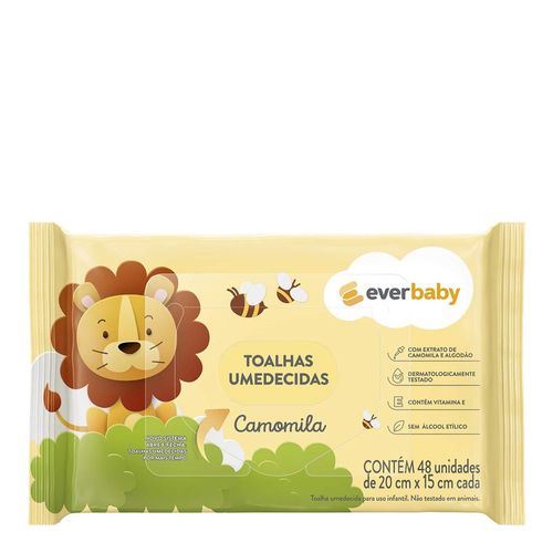 Kit Lenço Umedecido Ever Baby Camomila 3 Pacotes com 48 Unidades