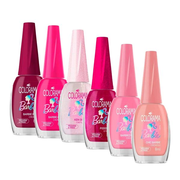 Kit Esmalte Colorama Barbie Boss + Poderosa + Barbie Girl + Toda Barbiezinha + Chic + Ken Disse? 8ml Cada