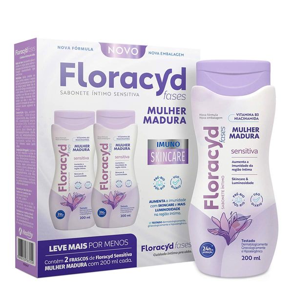 Kit Sabonete Intimo Floracyd Sensitiva 2 Unidades com 200ml Cada