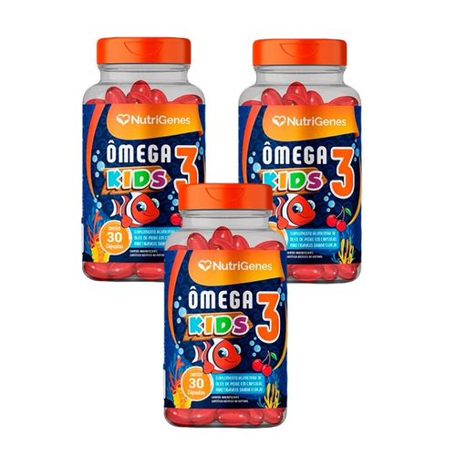 3x Ômega 3 Kids - 30 Caps. Mastigáveis - Nutrigenes Sem Sabor