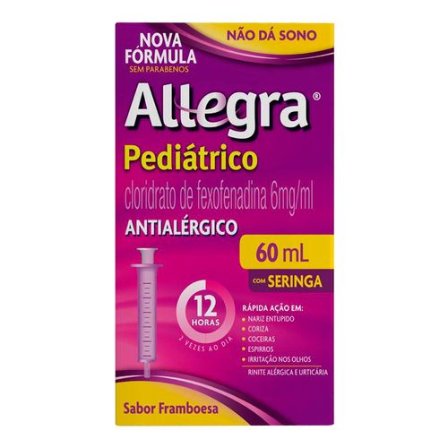 Antialérgico Infantil Allegra Pediátrico 6Mg/Ml 60Ml + Seringa Dosadora