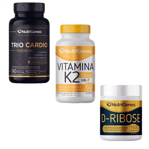 Trio Cardio + D Ribose + Vitamina K2 - MK-7- Nutrigenes Trio Cardio + D Ribose + Vitamina K2 - MK-7- Nutrigenes