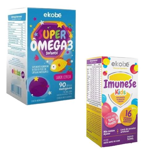 Super Ômega 3 + Imunese Kids 16 Vitaminas- Ekobé Kids Super Ômega 3 + Imunese Kids 16 Vitaminas- Ekobé Kids