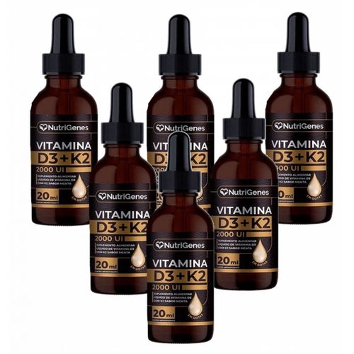 6x Vitamina D3 2000 Ui+ K2 Mk7 30mcg- Gotas- Nutrigenes 6x Vitamina D3 2000 Ui+ K2 Mk7 30mcg- Gotas- Nutrigenes
