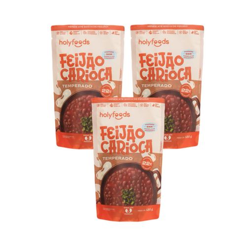 3x Feijão Carioca Temperado Pronto- Holysoup- 120g 3x Feijão Carioca Temperado Pronto- Holysoup- 120g