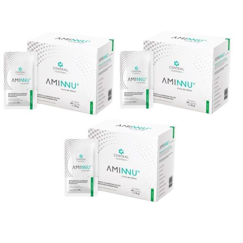 3x Aminnu Sem Xilitol - 30 Sachês - Central Nutrition- Limão limao