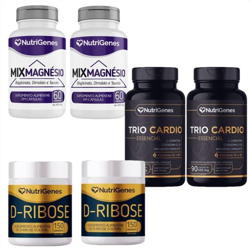 2x Trio Cardio +2x D Ribose + 2x Mix Magnésio - Nutrigenes 2x Trio Cardio +2x D Ribose + 2x Mix Magnésio - Nutrigenes