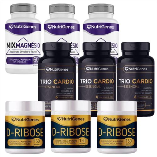 3x Trio Cardio +3x D Ribose + 3x Mix Magnésio - Nutrigenes 3x Trio Cardio +3x D Ribose + 3x Mix Magnésio - Nutrigenes