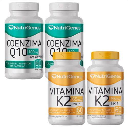 2x Coenzima Q10 - Coq10 + 2x Vitamina K2 - MK-7 - Nutrigenes 2x Coenzima Q10 - Coq10 + 2x Vitamina K2 - MK-7 - Nutrigenes