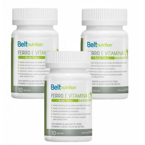 3x Belt Ferro Bariatric - Vitamina C + Ácido Fólico