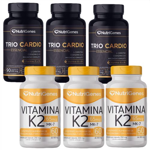 3x Trio Cardio + 3x Vitamina K2 - MK-7 - Nutrigenes 3x Trio Cardio + 3x Vitamina K2 - MK-7 - Nutrigenes