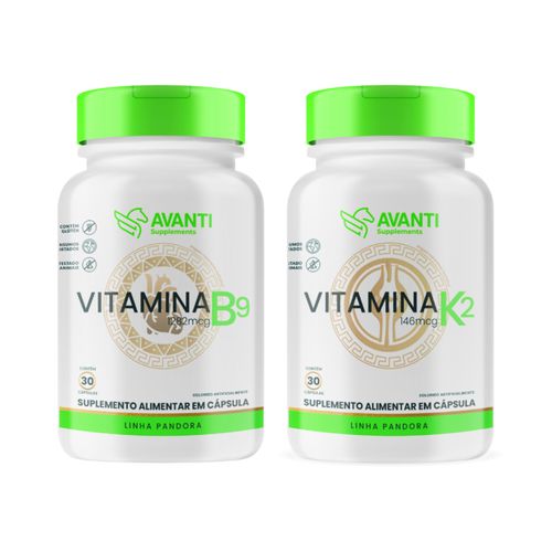 Kit Vitamina B9 + K2 Suplemento Alimentar - Avanti Supplements Kit Suplemento Alimentar B9 + K2 Kit Vitamina B9 + K2 Suplemento Alimentar - Avanti Supplements Kit Suplemento Alimentar B9 + K2