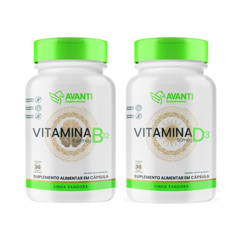 Kit Vitamina B12 + D3 Suplemento Alimentar - Avanti Supplements Kit Suplemento Alimentar B12 + D3 Kit Vitamina B12 + D3 Suplemento Alimentar - Avanti Supplements Kit Suplemento Alimentar B12 + D3
