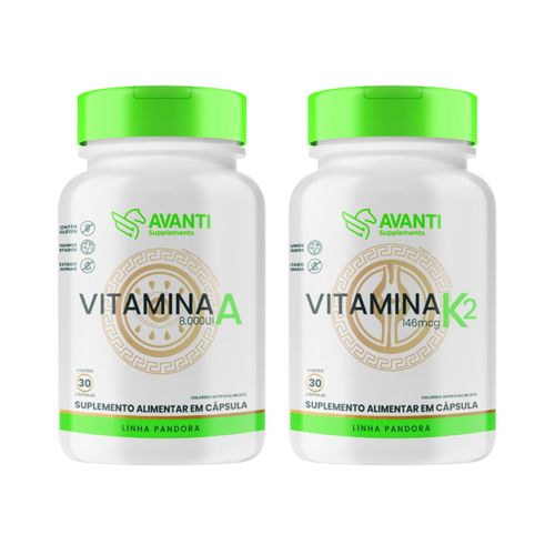 Kit Vitamina A + K2 Suplemento Alimentar - Avanti Supplements Kit Suplemento Alimentar A + K2 Kit Vitamina A + K2 Suplemento Alimentar - Avanti Supplements Kit Suplemento Alimentar A + K2